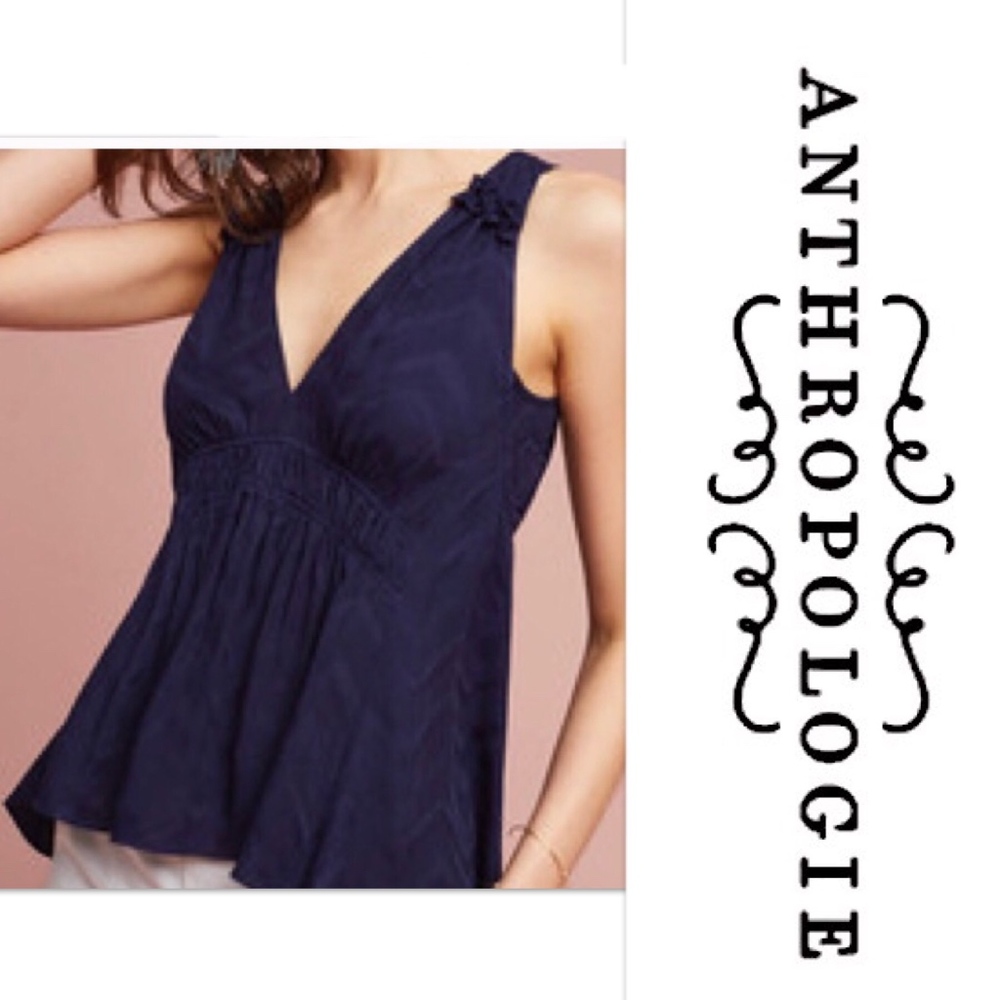 Anthropologie Maeve Bretta Gathered Tank in Navy
